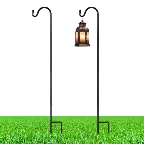 Image of 2 Pcs 24 Inch Shepherds Hook for Outdoor Adjustable Bird Feeder Pole Metal Steel Shepard Hooks for Hummingbird Stand Feeder Pole for Garden Plant, Lantern, Hanging Wedding Decor