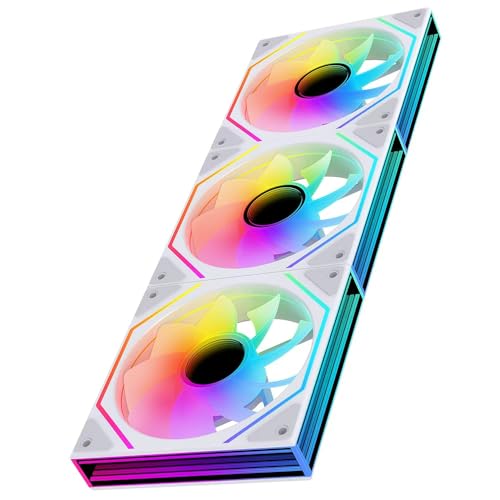 Jungle Leopard Prism 6 MAX X3 - Ventilador ARGB para PC de 120 mm, espejo infinito de 3 lados y efecto de luz de espejo infinito, 800-1850±10% RPM 120 mm PWM para carcasa de PC (reverso blanco)