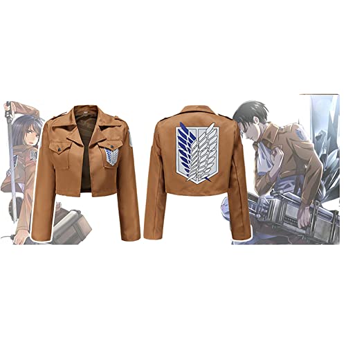 Jiumaocleu Giacca Cosplay Anime, Eren Jaeger, Mikasa, Levi Cosplay Mantello Giacca Scouting Legione Libertà Cosplay Costumi Unisex