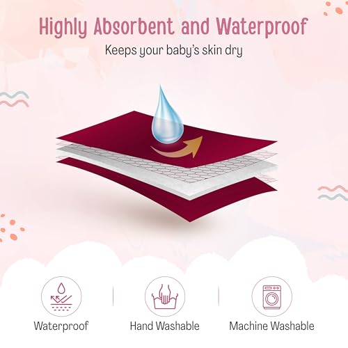 LuvLap Instadry Waterproof Baby Dry Sheet, Small Size 50x70 cm, Extra Absorbent Quick Dry Sheet for New Born,Toddler, Anti-Piling Fleece for Baby, Bed Protector, Pack of 2, Maroon & Navy Blue