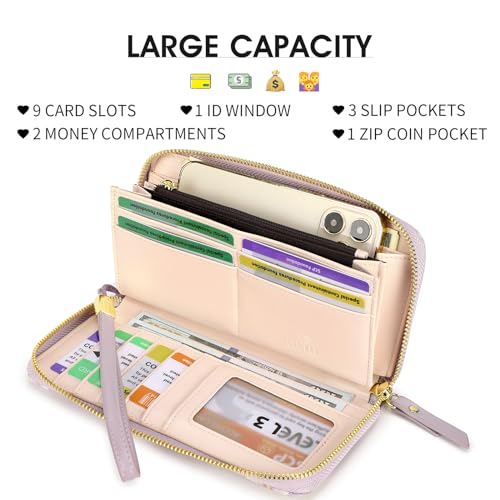 Image of Pomelo Best Wristlet Women Wallet Floral RFID Clutch Purse | Vegan Leather, Multi Credit Card, Large Capacity Zip Around Long Travel Wallets with Coin and Phone Pocket for Ladies