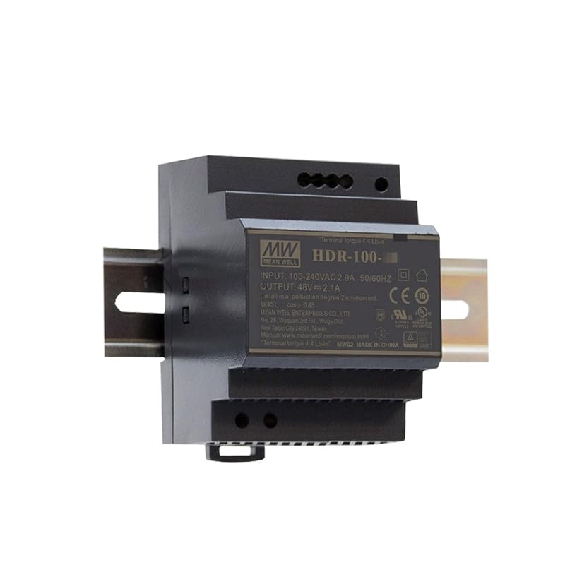 Mean Well HDR 100W 24V 4.2A Switching Power Supply， AC Single Output DIN Rail HDR-100-24N Ultra Slim Step Shape Power Supply Driver Transformer
