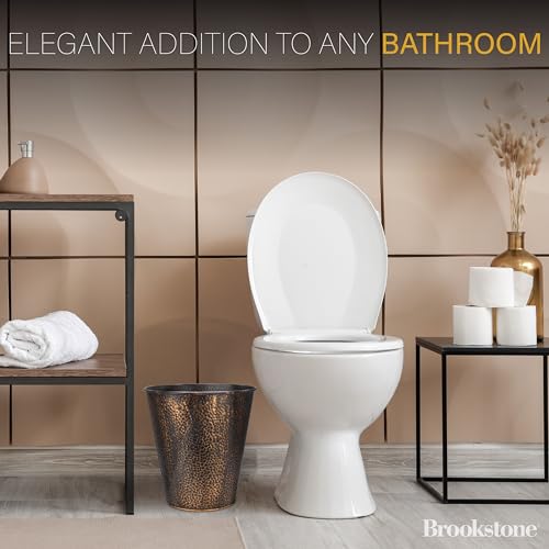 Image of BROOKSTONE, Decorative Metallic Bronze Waste Basket Trash Can - Stylish and Functional Addition to Any Room