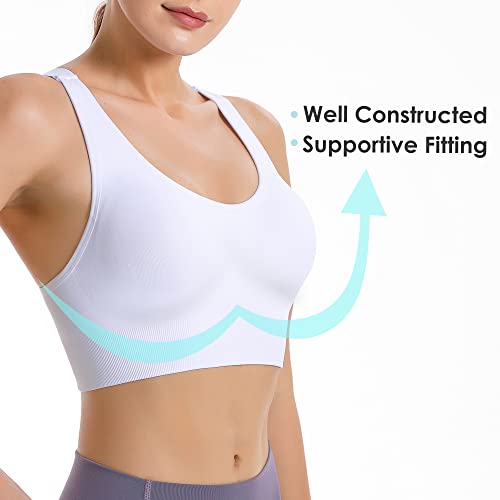 Image of Evercute Sports Bras for Women Padded Medium Support Criss Cross Strappy Bra Seamless High Impact Yoga Exercise Athletic Bras