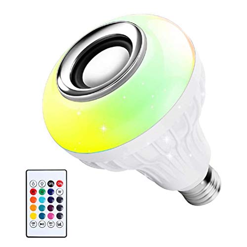 Ampoule Sans Fil Bluetooth Haut Parleur Musique Ampoule RGB Smart Music Ampoule LED Changement avec Télécommande pour Fêtes Home Bedroom Bar Mariage...
