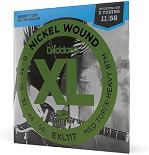 D'Addario Guitar Strings - XL Nickel Electric Guitar Strings - EXL117 - Perfect Intonation, Consistent Feel, Reliable Durability - For 6 String Guitars - 11-56 Medium Top/Extra Heavy Bottom