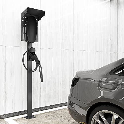 LogiLink Universal Wandhalterung mit Kabelstutzen für Auto-Ladekabel nach Europäischem Standard, max. Belastung = 10kg, Farbe: Schwarz