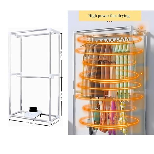 Image of BIJASANI Cloth Dryer Rack Machine, Auto-Off, Stainless Steel Pipes Rack with Wayterproof Cloth Cover with Dryer