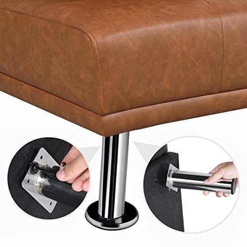 Yaheetech Convertible Sofa Bed Adjustable Couch Sleeper Modern Faux Leather Home Recliner Reversible Loveseat Folding Daybed Guest Bed, Removable Armrests?Cup Holders, 3 Angles, 772Lb Capacity, Brown #TOP7