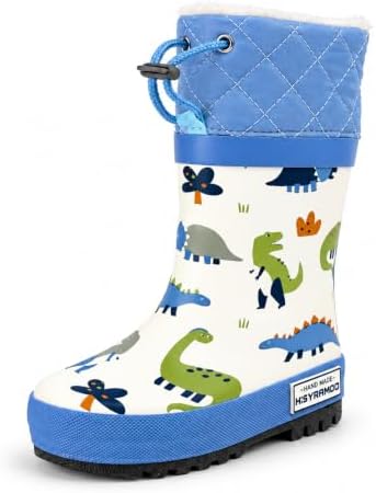 YAAMOO Gummistiefel Kinder Gefüttert aus Naturkautschuk, Gefütterte Regenstiefel Wasserdicht, Kinder Gummistiefel für Jungen und Mädchen