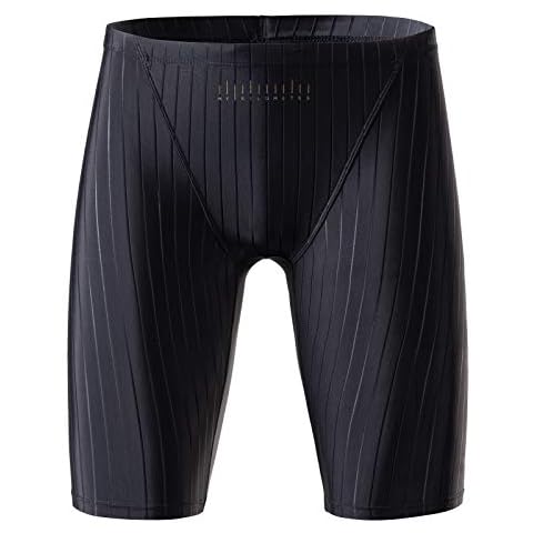 MY KILOMETRE Jammer Swimsuit Mens Solid Swim Jammers Endurance Long Racing Training Swimsuit Pureblack-M Cover