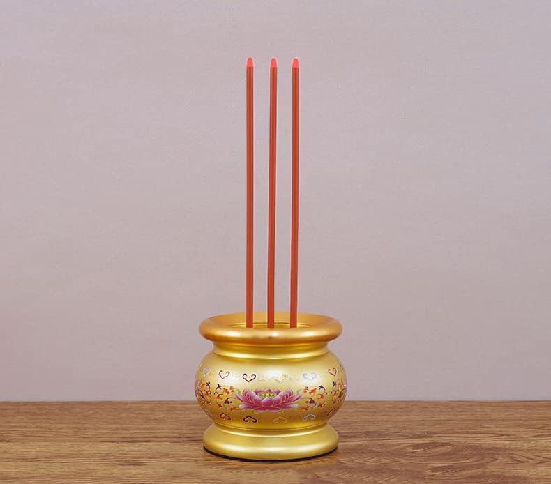 Miniatura 6 de Quemador de incienso eléctrico LED de aleación de cobre con batería recargable USB, ideal para suministros budistas, estilo pintado