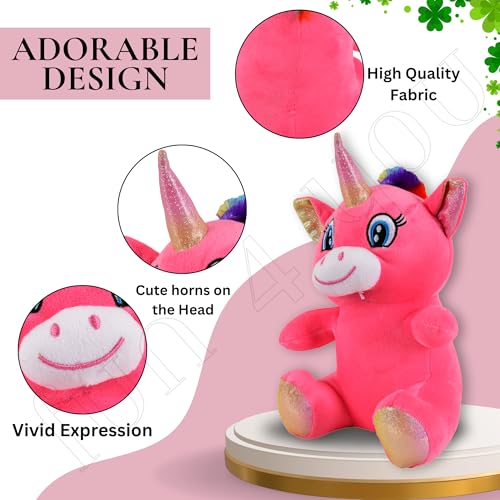 Image of Fun4you Unicorn Plush Toy - Pink Stuffed Unicorn for Kids, Soft & Adorable Unicorn Toy, for Girls, Baby Toys, and Playtime Fun (Pink, 25 cm)