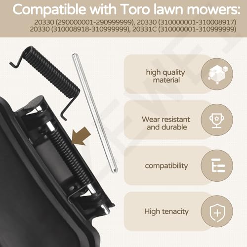 115-8447 Side Discharge Chute & 115-8449 Side Deflector for Toro and Many 22" Recycler Lawn Mower 2009-2015, Fits 20330 20330C 20331 20331C 20332 20332C 20333, Included Torsion Spring and Cover Rod - Thumbnail 6