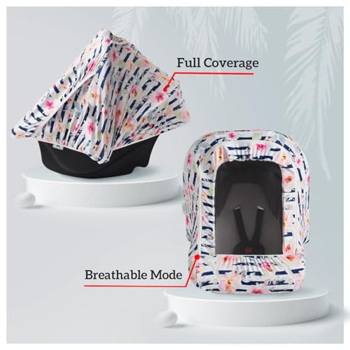 Image of Little Tots Baby Car Seat Canopy Cover, Breathable Sun Shade, Full Privacy for Newborns & Infants, Universal Fit for Boys & Girls