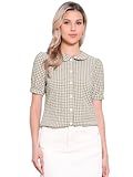 Imprimé à carreaux vintage sur la chemise avec gracieux col claudine.