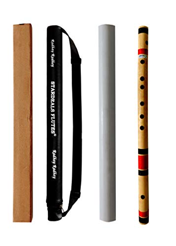 STARDEALS C Natural Bansuri Bambusflöte mit 7 Löchern, rechts, 48,3 cm, mit kostenloser Tragetasche, Naturbraun