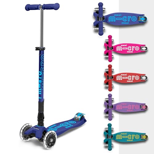 Micro Scooters | Maxi Micro Deluxe Foldable Children's Scooter | Big Wheels | Handlebar Adjustable | 5-12yrs | Boys & Girls | Navy