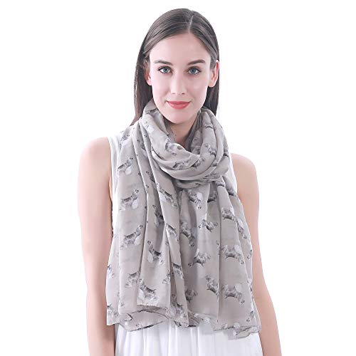Cocker Spaniel Dog Print Womens Scarf Shawl Wrap Lightweight (Khaki)