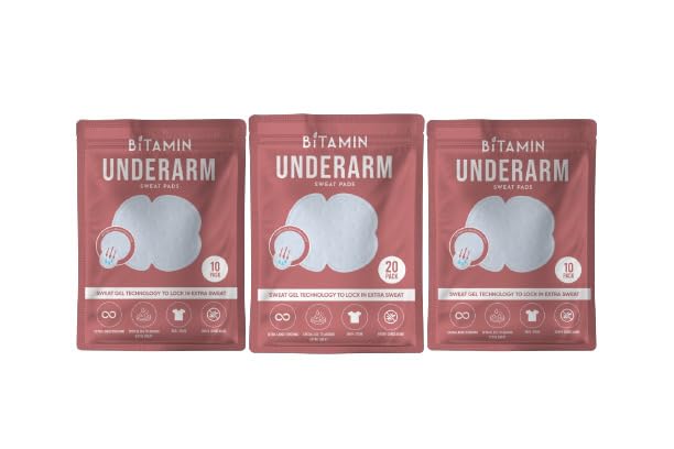 Bitamin Underarm Sweat Pad for Women & Men| Armpit Sweat Pads for Women Blouse with Gel Technology to Control Odour | Large Covering Underarm Pads to Prevent Stain | Skin Friendly (40 pads)