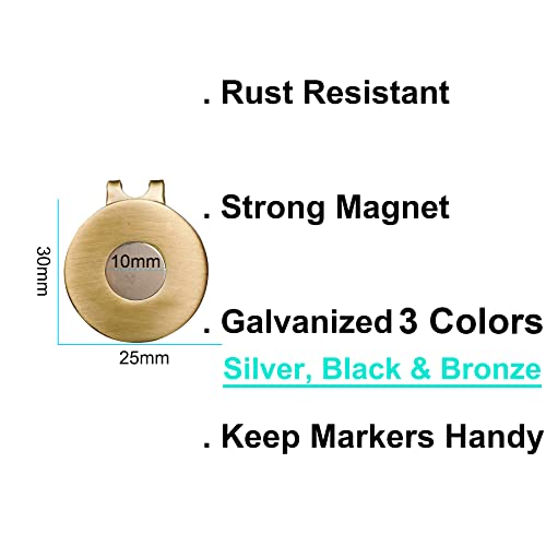 Eshan Magnetic Golf Hat Clips Ball Marker Holders (Silver, Black & Bronze Mix 6Pcs) For Golf Gloves Hats Bags Caps Visor Belt #TOP1