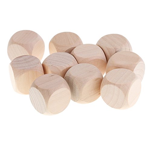 10x Holzwürfel Würfel Würfel Blank Unlackiertes Holz Sechsseitig 30 mm 3 cm
