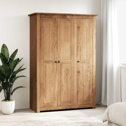 Teenpull Armario de 3 puertas de madera maciza de pino 118 × 50 × 171,5 cm con barra para colgar y 4 estantes, armario para dormitorio, dormitorio juvenil y vestidor, ahorra espacio, moderno