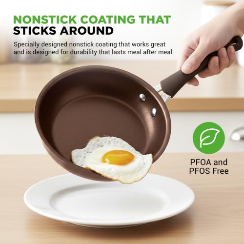 Image of NutriChef 14-Piece Nonstick Brown Cookware Set - Scratch-Resistant Kitchen Pots and Pans with Lids & Utensils, For All Cooktops - NCCW14SBR