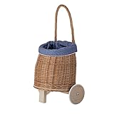 Robusto y muy estable e-wicker24 Carrito de mimbre colgante de mimbre con cesta