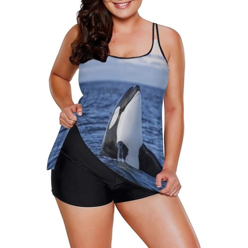 Trajes de baño para mujer estilo tankini orca con shorts para playa 5