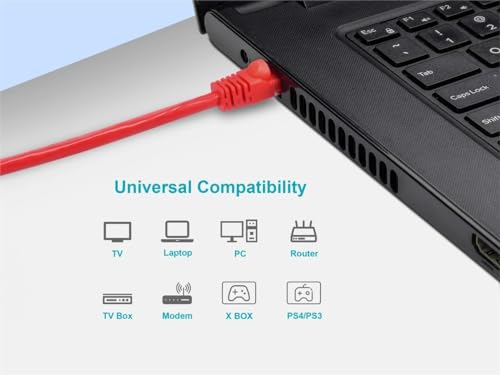 Image of Monoprice Cat6 3ft Red Crossover Patch Cable UTP 24AWG 550MHz Pure Bare Copper Snagless RJ45 Fullboot Series Ethernet Cable
