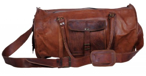 Komal's Passion leather 24 Inch Mens Leather Duffle Sports Gym Overnight Travel Weekend Bag
