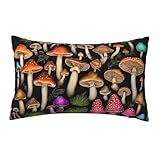 EZDLOWVBA Kissenbezug mit Pilzdruck, 30,5 x 50,8 cm, weicher dekorativer Kissenbezug in Standardgröße für Bett, Couch, Sofa, Reißverschluss, 30,5 x 50,8 cm