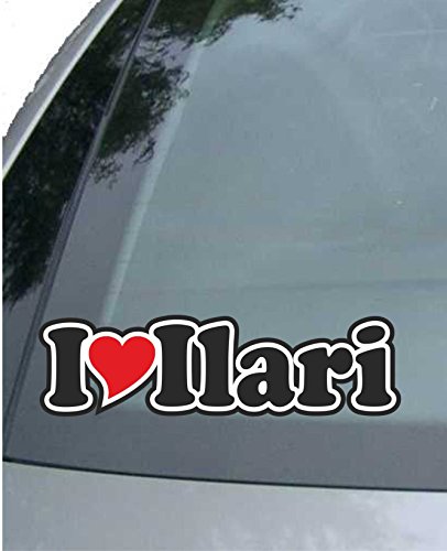 JINTORA Adesivi Auto I Love Heart - Amo con Il Cuore 15 cm - I Love Ilari - Adesivi per Auto autoadesivi - Tuning Esterni - Sticker Decorativi Resistenti all’Acqua per Carrozzeria Finestrini