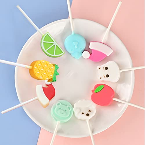 Silicone Lollipop Mold,Soft And Safe Animal Fruit Party Cake Shape Fondant Mold,Making Lollipop Chocolate Candy Cookie,With Lollipop Stick,Great For Make Lollipop,Hard Candy,Chocolate Cake Decoration #TOP5