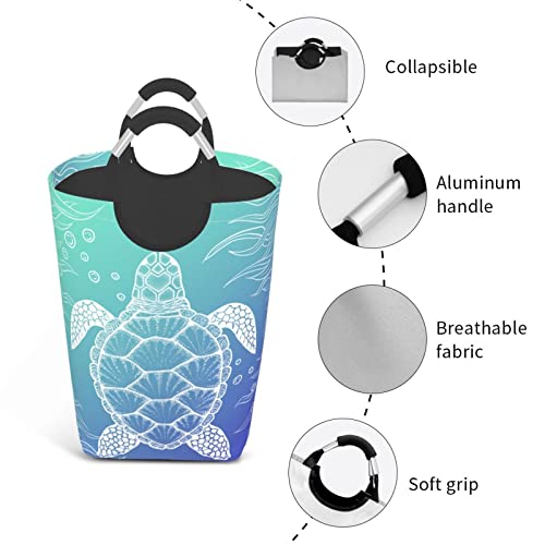 Duduho Sea Turtle Ocean Animal Laundry Basket With Handles Laundry Hamper Toys Storage Organizer Foldable Bucket Washing Bin Dirty Clothes Bag For Home Bathroom Bedroom Dorm #TOP3