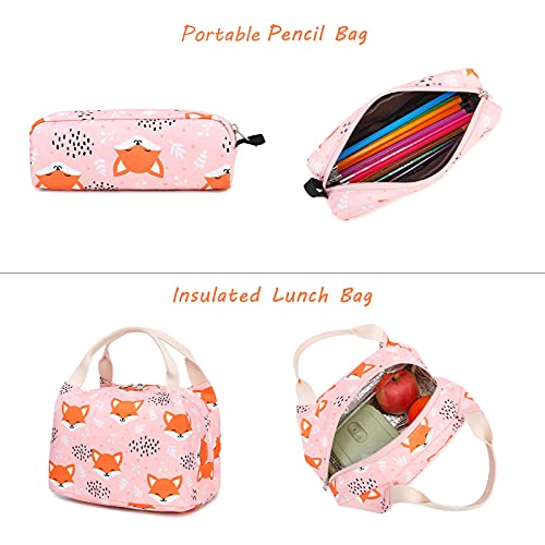 Girls Backpacks, Fox Backpack For Girls, Kids Fox School Bookbag Set With Lunch Box And Pencil Case #TOP5