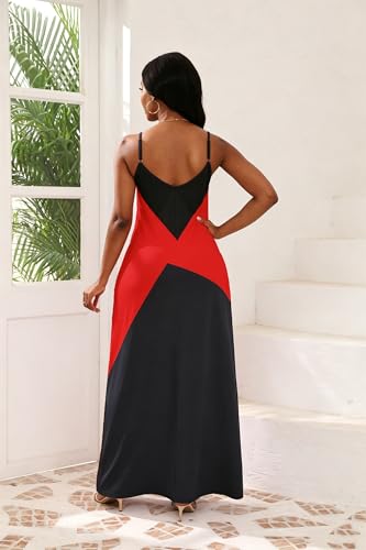 Image of vunahzma Womens Casual Fashion Sleeveless Plus Size Loose Long Sexy Maxi Dress with Pockets