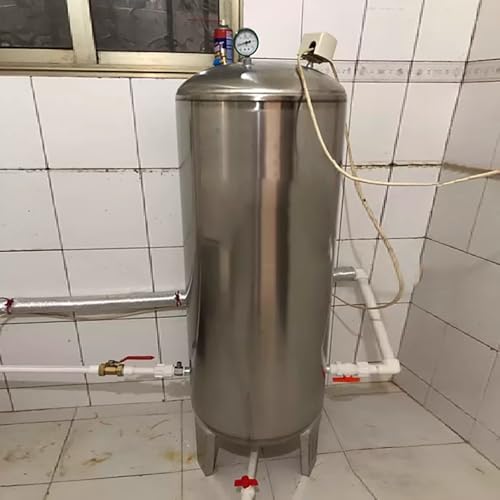 Large Stainless Steel Pressure Tank, 15 26 42 52 66 80 105 132 185 Gallon Well Pump Water Pressure Tank, Vertical Water System Pressure Tank with Purge Port and Mounting Kit(400L/105.6Gal)