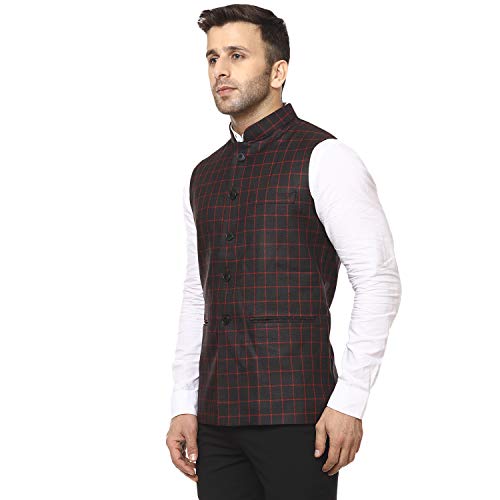 Image of Veera Paridhaan Men's Poly Cotton Jute Nehru Jacket