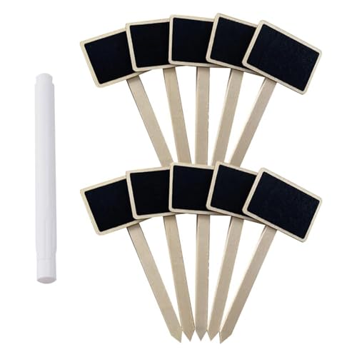 20 Stück Pflanzenschilder Holz, Mini-Kreidetafel-Pflanzenstecker, T-förmig Pflanzenschilder, mit Markierungsstift, für Innen und Außenpflanzen, Topfpflanzen Kräuter Blumen Gemüse Etiketten
