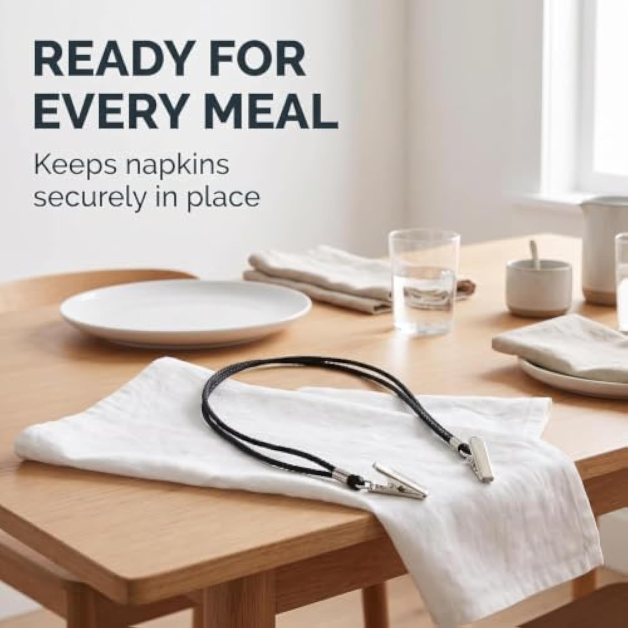 Adjustable Napkin Clip, Black Napkin Holders