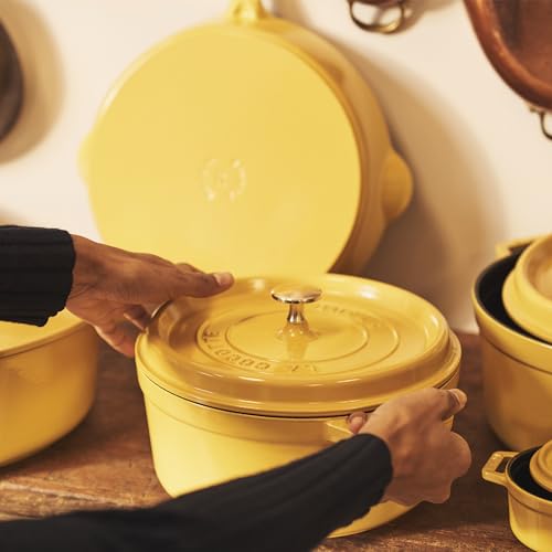 Image of Staub Cast Iron Round Cocotte, Dutch Oven, 5.5-quart, serves 5-6, Made in France, Citron