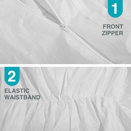 FURWEY Hazmat Suits 25PACK Disposable Protective Coveralls, Heavy Duty Full Body Painters Suit for Men & Women with Elastic Wrists, Ankles and Hood- Breathable & Waterproof-3X-Large