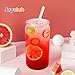 Joyclub 8pcs Glass Cups with Acrylic Lids and Straws 16 oz Can Shaped Glass Iced Coffee Cups with Lids and Straws, Cute Tumbler Cup Drinking Glasses for Smoothie Whiskey Boba Soda Tea Gift