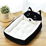 XXIUDEE Cama ortopédica para perros, tamaño mediano, lavable, calmante y antiansiedad, colchón rectangular para jaula de perro y almohadilla con cojín extraíble lavable (50 x 40 x 12 cm, negro)