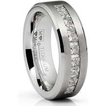 Metal Masters Mens 1.5 Carats Moissanite Wedding Band Engagement Ring 9 large Princess-Cut 8MM