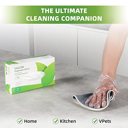MoloTAR 500 Pieces Plastic Disposable Gloves,Disposable Gloves for Cleaning, [ One Size Fits Most ] - Thumbnail 5