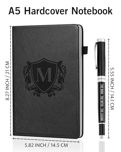 Image of InnoBeta Personalized Notebook for Men, Hardcover Leather Journal for Writing, Travel, Business, Work & School, Note Taking, A5 Diary Notepad, 5.7 inchx8.3 inch Black, K