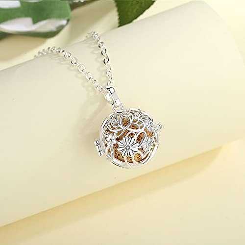INFUSEU Aromatherapy Necklace, Silver Plated Women Fragrance Stone Necklace Classic Pendant Meditation Chain Mood Chain Lava Stone Diffuser Women Jewelry